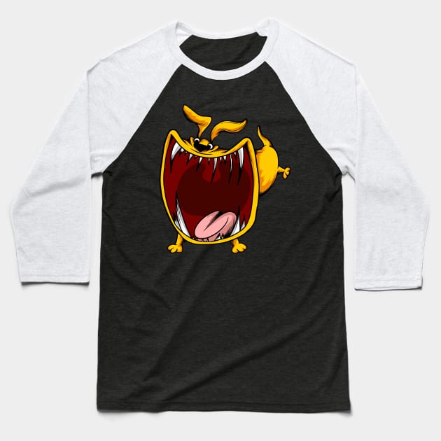 Cartoon happy Crazy dog illustration Baseball T-Shirt by SpaceWiz95